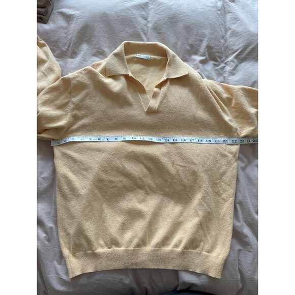 Beauty&Youth United Arrows Mens M Yellow Gauge Balloon Skipper Knit SweaterPolo - Picture 7 of 9